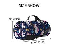 Licornes blanches de dessin animé mignon rose avec crinière rose sac de sport sac fourre-tout sac de sport étanche avec bandoulière fermeture éclair 2 poches latérales pour hommes et femmes, sac à ban