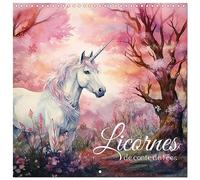 Licornes de conte de fées Calendrier mural carré 2026 30 x 60 cm (ouvert)) Calendrier double avec une page pour vos prises de notes