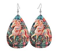 Licornes Roses Découpées Dans Du Papier Boucles D'Oreilles En Cuir Double Face Boucle D'Oreille Légères Pendantes Pour Décorations Femme