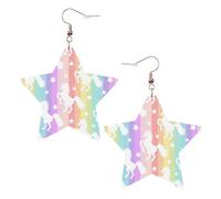 Licornes sur rayures colorées pour femme, boucles d'oreilles pendantes célestes, bijoux en forme d'étoile pour une utilisation polyvalente, One Size, Cuir