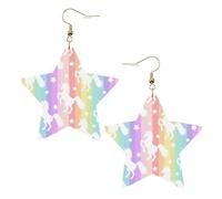 Licornes sur rayures colorées pour femme, boucles d'oreilles pendantes célestes, bijoux en forme d'étoile pour une utilisation polyvalente, One Size, Cuir