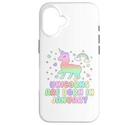 Licorns are Born in January Funny Unicorns Mom Dad Kids Coque pour iPhone 16