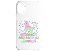 Licorns are Born in January Funny Unicorns Mom Dad Kids Coque pour iPhone 16 Plus