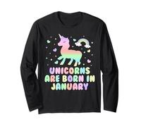 Licorns are Born in January Funny Unicorns Mom Dad Kids Manche Longue