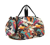 Licorns Rainbow Star Sac de sport pour enfants avec compartiment à chaussures multifonctionnel pour garçons et filles bolsos de para hombre, licornes arc-en-ciel étoile, Moderne