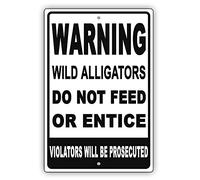 Licpact Plaque décorative en métal avec inscription « Warning Wild Alligators Do Not Feed Or Entice » 30,5 x 20,3 cm