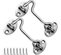 LICQIC 2 Pcs 3 in Loquet Porte Exterieur, Crochet Fermeture Porte, Crochet Cabine en Acier Inoxydable, Verrou de Porte Interieure Avec Vis de Montage