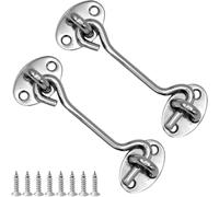 LICQIC 2 Pcs 4 in Loquet Porte Exterieur, Crochet Fermeture Porte, Crochet Cabine en Acier Inoxydable, Verrou de Porte Interieure Avec Vis de Montage