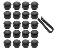 LICQIC 20 Pcs Capuchon d'écrou de Roue 17mm Capuchons d'écrou de Boulon de Roue, Cache-écrous de Pneu hexagonaux avec Ensemble d'outils de démontage pour Voitures, Gloss Noir