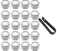 LICQIC 20 Pcs Capuchon d'écrou de Roue 19mm Capuchons d'écrou de Boulon de Roue, Cache-écrous de Pneu hexagonaux avec Ensemble d'outils de démontage pour Voitures, Gloss Argent