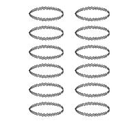 LICQIC Colliers Ras du Cou, 12 Pièces Colliers Colliers Jarretière de Mode Bijoux de Mode Bijouterie pour Filles Enfants Femmes en Caoutchouc élastique, Noir