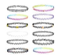 LICQIC Colliers Ras du Cou, 12 Pièces Colliers Colliers Jarretière de Mode Bijoux de Mode Bijouterie pour Filles Enfants Femmes en Caoutchouc élastique, Coloré