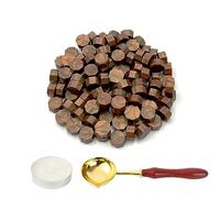 LICQIC Lot de 100 Perles de Cire à Cacheter Octogonales avec 1 Bougies Chauffe-plat et 1 Cuillère à Fondre, vernis à Cacheter pour Sceau de Cire