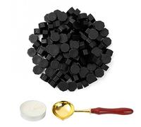 LICQIC Lot de 100 Perles de Cire à Cacheter Octogonales avec 1 Bougies Chauffe-plat et 1 Cuillère à Fondre, vernis à Cacheter pour Sceau de Cire