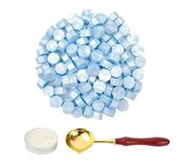 LICQIC Lot de 100 Perles de Cire à Cacheter Octogonales avec 1 Bougies Chauffe-plat et 1 Cuillère à Fondre, vernis à Cacheter pour Sceau de Cire
