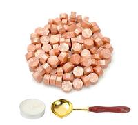 LICQIC Lot de 100 Perles de Cire à Cacheter Octogonales avec 1 Bougies Chauffe-plat et 1 Cuillère à Fondre, vernis à Cacheter pour Sceau de Cire