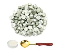 LICQIC Lot de 100 Perles de Cire à Cacheter Octogonales avec 1 Bougies Chauffe-plat et 1 Cuillère à Fondre, vernis à Cacheter pour Sceau de Cire