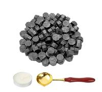 LICQIC Lot de 100 Perles de Cire à Cacheter Octogonales avec 1 Bougies Chauffe-plat et 1 Cuillère à Fondre, vernis à Cacheter pour Sceau de Cire