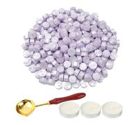 LICQIC Lot de 300 Perles de Cire à Cacheter Octogonales avec 3 Bougies Chauffe-plat et 1 Cuillère à Fondre, vernis à Cacheter pour Sceau de Cire