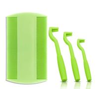 LICQIC Outil de retrait de tiques pour chiens, chats et humains, 3 outils de retrait de tiques en plastique solide avec 1 peigne anti-puces (vert)