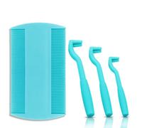 LICQIC Outil de retrait de tiques pour chiens, chats et humains, retrait rapide et indolore de toutes les tailles, 3 outils de retrait de tiques en plastique solide avec 1 peigne à puces (bleu)