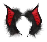 Licsaliwe Bandeau d'oreille de chauve-souris avec fausse fourrure moelleuse, conception à bords lisses pour Halloween Cosplay et accessoires de costumes fête
