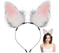Licsaliwe Bandeau Oreilles de Lapin Oreilles de Lapin en Peluche avec Design Antidérapant, Bandeau en Fourrure Douce pour Cosplay et Usage Quotidien