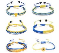 Licsaliwe Bracelets tressés d'ukraine, 6 pièces, Bracelet à main réglable en ficelle jaune et bleue, cadeaux pour femmes et hommes