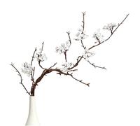 Licsaliwe Branches de Fleur de Cerisier artificielles 2pcs, Fleurs Soie réalistes avec Longues tiges pour la décoration intérieure (Blanc)