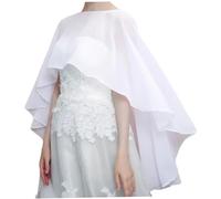 Licsaliwe Cape en mousseline blanche pour femmes, châle poncho long et transparent sans manches pour robes, mariages et événements formels