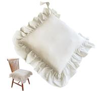 Licsaliwe Coussin de Chaise Blanche, 16x16 Coussins de Chaise Ferme à Volants Non glissés avec Cravates et Fermeture éclair, Coussins intérieure rétro Respirante pour chaises Bureau Cuisine