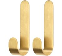 Licsaliwe Crochets muraux adhésifs, crochets en laiton 2pcs avec 1, 3 distance, pour la salle de bain, cuisine, entrée / 3, 7 pouces