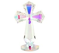 Licsaliwe Croix de cristal - Décoration en cristal K9 transparent de 15,2 cm pour autel ou bureau, cadeaux spirituels de mariage, de Noël pour les chrétiens, ornement religieux inspirant, colorée