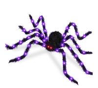 Licsaliwe Décoration d'araignée géante Lumineuse, Accessoire Effrayant d'halloween alimenté par Batterie de 6, 6 Pieds pour fête et Maison hantée, sans Batterie