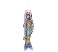 Licsaliwe Drapeau de Carpe Japonais, bannières de Ban à Vents Poisson Koinobori 3D, Streamer à Chaud enroulement en Basse décoration pour décoration Jardin en Plein air / 27,6 Pouces (Noir)