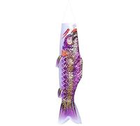 Licsaliwe Drapeau de Carpe Japonais, bannières de banes Bombe à Poisson Koinobori 3D, Streamer à Chaud enroètes décoration Suspendue pour décoration Jardin en Plein air / 27,6 Pouces (Violet)
