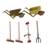 Licsaliwe Ensemble d'accessoires de Maison de poupée Miniature, 6 pièces, Mini brouette décorative Simulation pour décoration Maison poupée et Micro Paysage