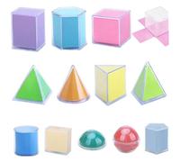 Licsaliwe Ensemble de Formes géométriques 3D, 12 Blocs éducatifs Multicolores en Plastique Amovibles pour l'enseignement des Enfants