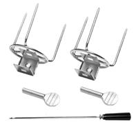 Licsaliwe Ensemble de tournebroche, Fourchette Verticale en Acier Inoxydable, Tige rotative pour Barbecue pour Poulet, Cuisine, BBQ en Plein air