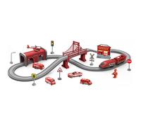 Licsaliwe Ensemble de Train pour Les Tout-Petits avec Rails et Camion de Pompiers, 66 pcs éducatif pour garçons et Filles âgés 3 Ans Plus, Jeu Cours Chemin Fer magnétique