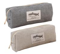 Licsaliwe Étui à Crayon de Motif de Requin 2pcs, Pochette à Fermeture éclair en Velours côtelé pour Les Fournitures Scolaires, Organisateur d'accessoires Bureau Portable léger