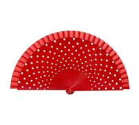 Licsaliwe Éventail de danse flamenco pliable espagnol avec motif à pois - Éventail traditionnel pliable en bois et coton de 41, 9 cm pour les spectacles (rouge)