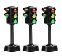 Licsaliwe Feux de Circulation Jouets LED pour Enfants, 3 pièces - Mini Panneaux de signalisation routière Jouets 4, 7 Pouces avec Son klaxon, Panneaux d'arrêt pour éducation précoce