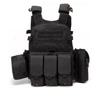 Licsaliwe Gilet Airsoft multifonctionnel MOLLE, porte-plaque respirant réglable pour la sécurité de l'entraînement en plein air de paintball (noir)