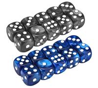 Licsaliwe Jeu de dés D6 à Motif de Perles, 20 pièces en Acrylique 16mm, 6 Faces avec 1-6 pour Jeux fête, et Bleu