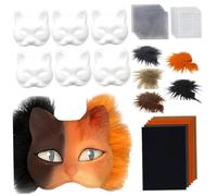 Licsaliwe Kit de masque Therian à faire soi-même, kit de masque chat vierge en papier avec bande fourrure, tissu en feutre pour fête mascarade, costume cosplay