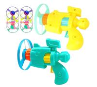 Licsaliwe Lot de 2 lanceurs de disques Volants Portables Lumineux pour Chats - Jouets lanceurs disques Volants avec hélices colorées pour Chatons d'intérieur et d'extérieur