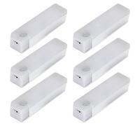 Licsaliwe Lumières LED rechargeables magnétiques, 6 pièces, capteur de mouvement à intensité variable, lumière sous-armoire, blanc chaud/4 pouces