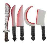 Licsaliwe Machete Prop - Paquet de 5 Couteaux en Plastique réalistes pour Halloween avec du Sang
