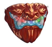 Licsaliwe Masque d'Halloween, masque changeur de voix samouraï avec bouche mobile et effets LED - moitié diable pour cosplay et mascarades, rouge